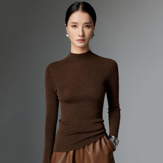 MKL24-15【可机洗】精纺半高领羊毛衫秋冬薄款针织打底衫 商品图0