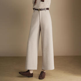 「自」全新升级【铂金会员220/天猫289/差价69】(15020)洛诗琳羊毛呢阔腿九分裤2025冬季新款高腰垂感宽松直筒裤