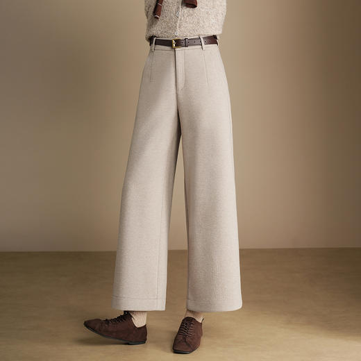「自」全新升级【铂金会员220/天猫289/差价69】(15020)洛诗琳羊毛呢阔腿九分裤2025冬季新款高腰垂感宽松直筒裤 商品图0