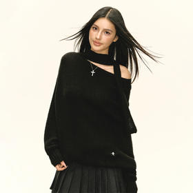 Ariseism 美式复古设计感路肩针织衫毛衣女秋季新款上衣