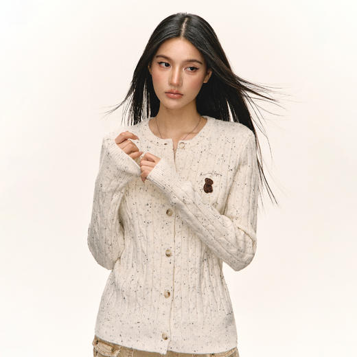 Ariseism 美式复古设计感圆领针织开衫毛衣女秋季新款修身上衣 商品图0