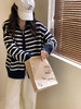 【YW】无忧购秋冬新款韩版立领拉链拼色条纹软糯针织开衫双口袋毛衣保暖外套女91368（截单后3-5天发货) 商品缩略图6
