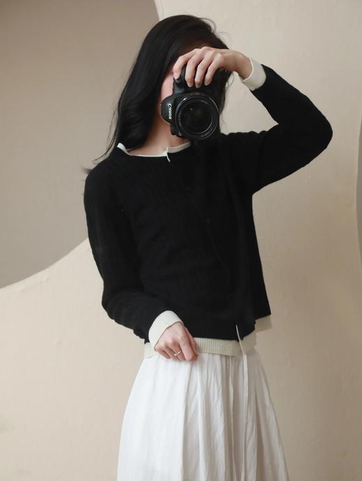 短款修身假两件麻花肌理开衫 B016251 商品图2