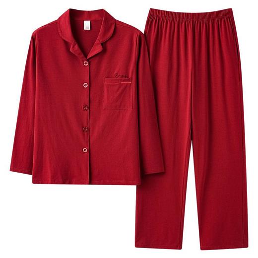 【本命年·婚礼·新婚睡衣】红色情侣睡衣秋冬纯棉长袖公主风新婚家居服秋天男女士结婚睡衣 商品图4