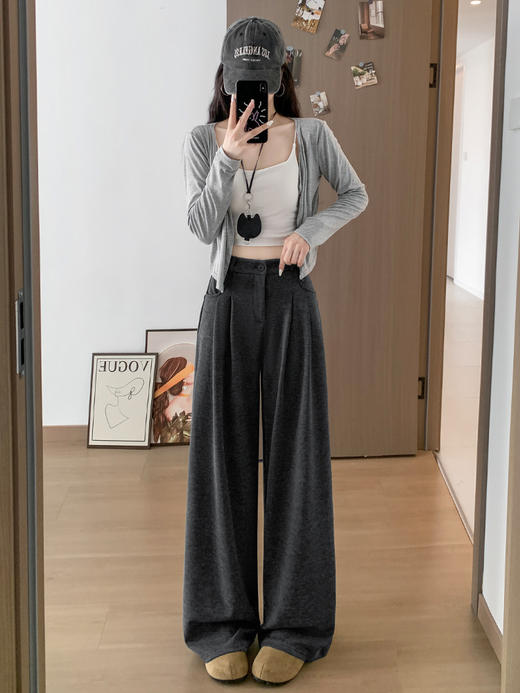 【YW】无忧购韩系慵懒松弛感糯米西装裤女春秋高腰显瘦宽松垂感直筒休闲阔腿裤H-1966（截单后3-5天发货) 商品图5