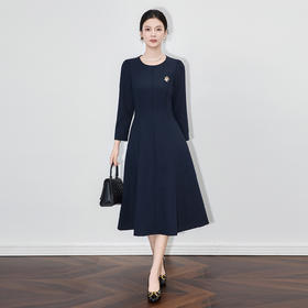 「高货wl」全新升级【铂金会员367/天猫499/差价132】(01027)洛诗琳重工刺绣分割线中长连衣裙2025秋季优雅大摆A字裙