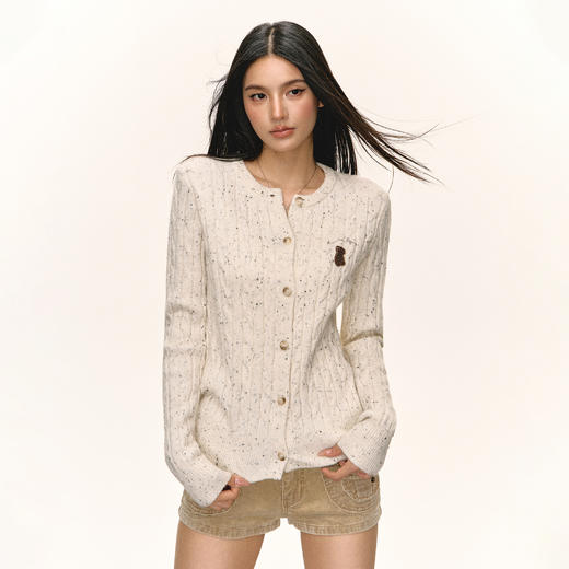 Ariseism 美式复古设计感圆领针织开衫毛衣女秋季新款修身上衣 商品图2