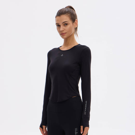 TITIKA云柔圆领仿生运动长袖T恤跑步休闲运动紧身上衣女21228 商品图1