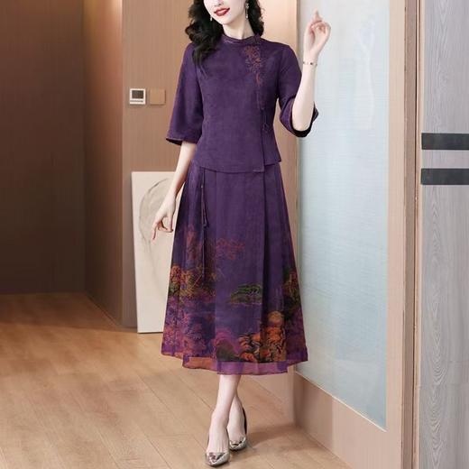 2025香云套装新中式上衣妈妈婚宴礼服高级感两件套裙装 商品图0