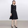 IWY/拼接领黑色假两件连衣裙女秋季新款法式优雅气质职业装Q1448 商品缩略图3