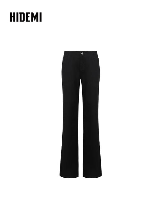 HIDEMI 都市单宁系列中低腰水洗黑进口纱线阔腿长裤牛仔裤 商品图3