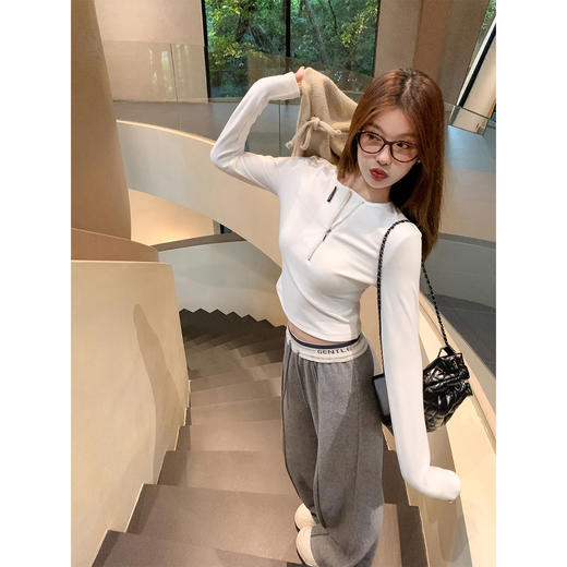 <曾小咸推荐>设计感撞色灰色休闲裤 商品图1