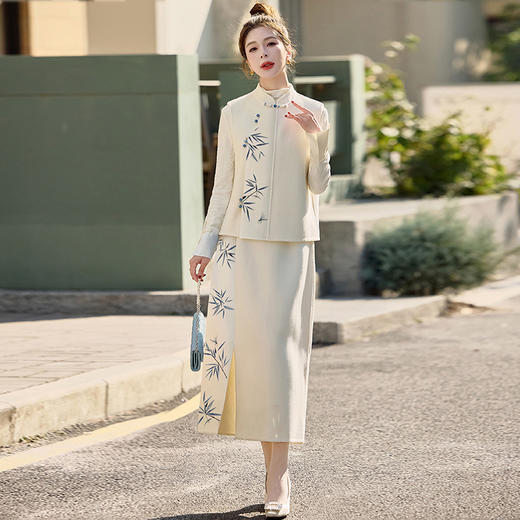 HR ZMFS25201法式小香风马甲套装裙洋气减龄百褶连衣裙两件套 商品图3