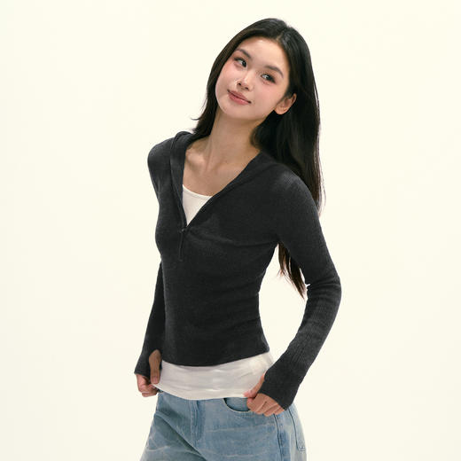 Ariseism 美式复古设计感长袖短款针织衫毛衣女秋季新款上衣 商品图4