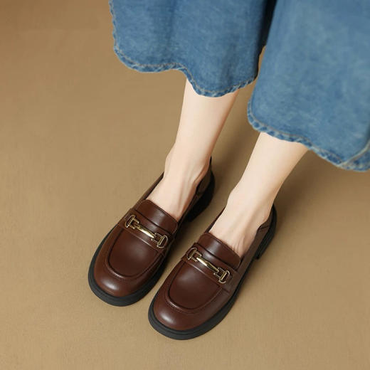 【鬼马少女】马衔扣乐福鞋丨巨软~一脚蹬复古英伦单鞋 商品图0