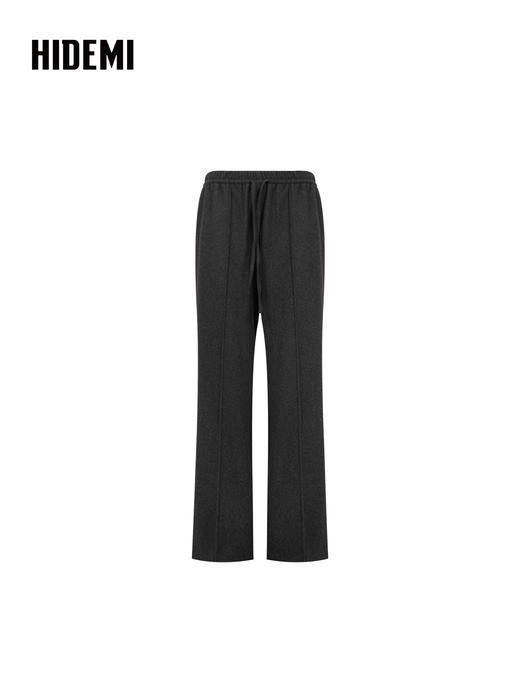 HIDEMI 进口绵羊毛侧缝条纹拼接撞色抽绳加厚阔腿裤长裤 商品图11