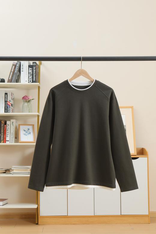 WOODSWOOL丛绒男装假两件肌理感长袖磨毛T恤 商品图4