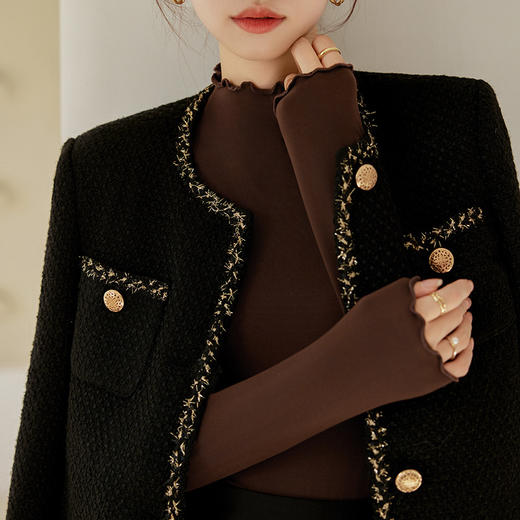 严选半高领木耳边内搭修身打底衫女秋冬T恤保暖上衣纯色韩版长袖 商品图0