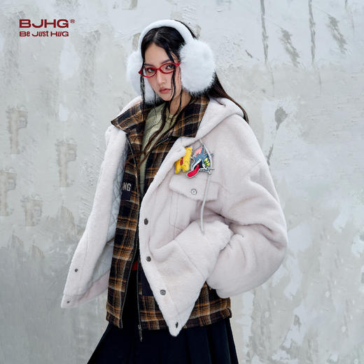 BJHG不计后果贴贴仿兔绒毛绒外套棉服男女款秋棉衣加厚高级感夹克 商品图1