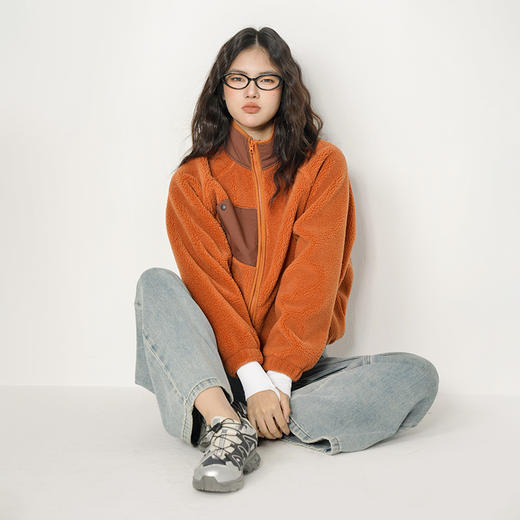 Leorrey乐拉立领蝙蝠袖宽松廓形羊羔绒保暖外套WT0410 商品图3