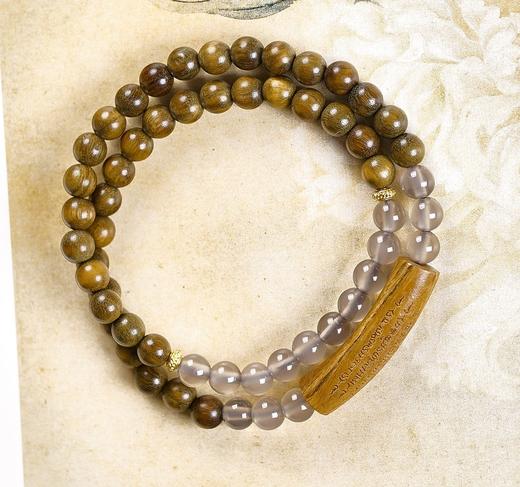 红玛瑙·绿檀双圈半镯手串 | 腕间的东方美意，串起宁静的四季 商品图4