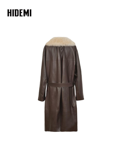HIDEMI 进口西班牙胎羊皮可拆卸毛领皮毛一体大衣外套 商品图6