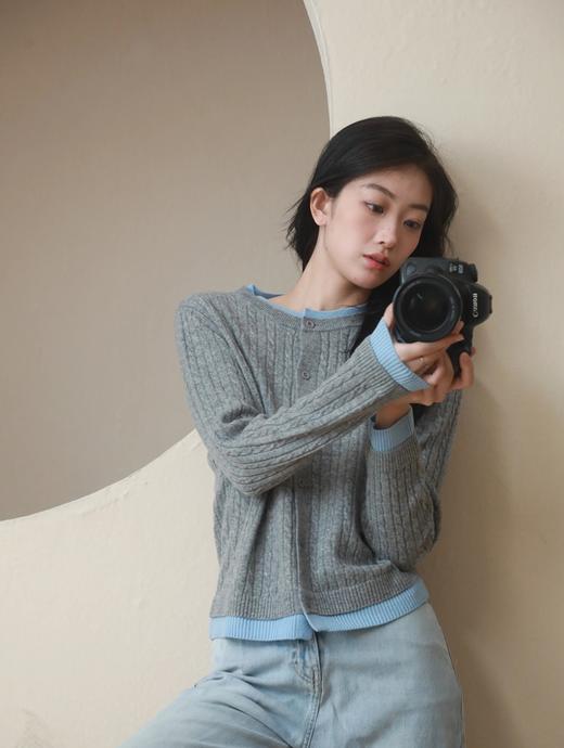 短款修身假两件麻花肌理开衫 B016251 商品图12