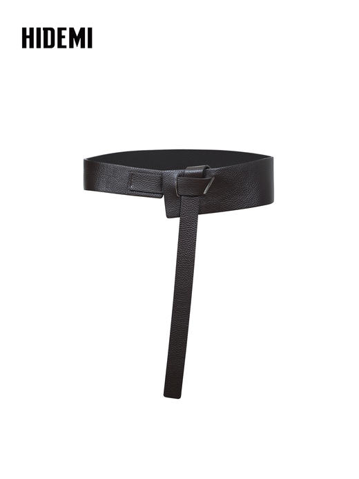 HIDEMI 进口意大利荔枝皮头层小牛皮手工加宽多种系法腰带 乌木棕 商品图5