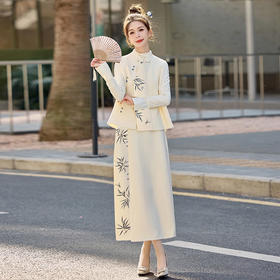 HR ZMFS25201法式小香风马甲套装裙洋气减龄百褶连衣裙两件套