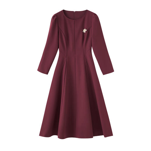 「高货wl」全新升级【铂金会员367/天猫499/差价132】(01027)洛诗琳重工刺绣分割线中长连衣裙2025秋季优雅大摆A字裙 商品图4