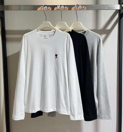 AM*男女款刺绣爱心长袖打底衫 商品图5