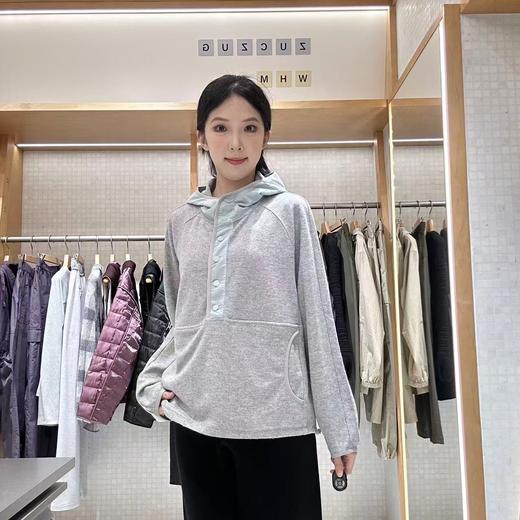 2楼素然绒感细格针织布连帽衫2150 商品图1
