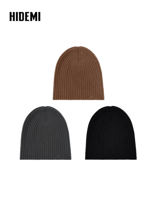 HIDEMI 进口澳洲美利奴羊毛坑条加厚翻边针织帽冷帽 商品图11