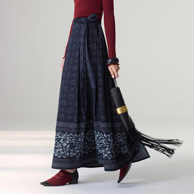 【林栖设计小店】【草木丹宁】雾织山花系列牛仔棉半身裙国风提花2025秋冬新款马面裙女1954056