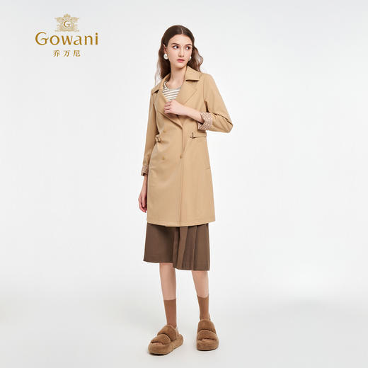 乔万尼秋新品经典收腰翻领利落感中长款风衣ED3A279 商品图3