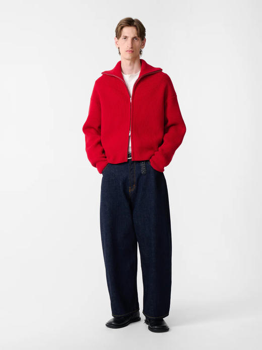 Studio Nicholson 25AW 绯红色SANDOS美丽诺羊毛翻领针织开衫 商品图4