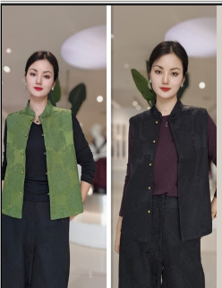 588878新中式立领纯色马甲