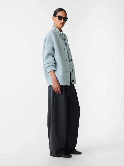 Studio Nicholson 25AW 雾灰蓝WHITT美丽诺羊毛廓形开衫 商品图1