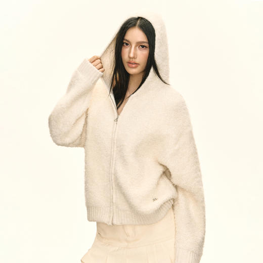 Ariseism 美式复古设计感连帽拉链毛衣外套女秋季新款上衣 商品图0