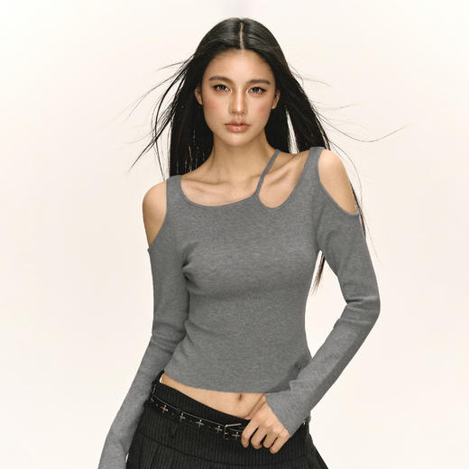 Ariseism 美式复古设计感长袖针织衫女秋季新款修身上衣 商品图0