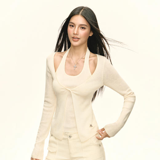 Ariseism 美式复古设计感长袖针织衫女秋季新款上衣毛衣 商品图1