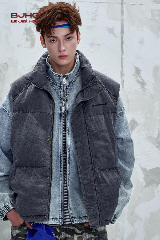 BJHG不计后果 珍珠棉马甲男款冬季新款美式复古保暖背心棉衣外套 商品图1