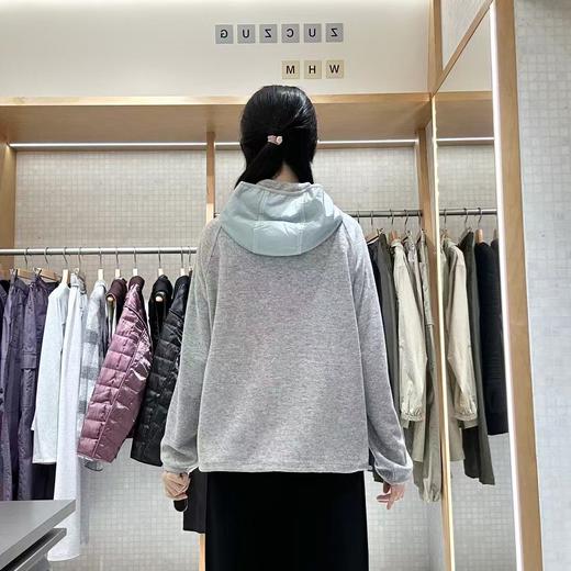 2楼素然绒感细格针织布连帽衫2150 商品图2