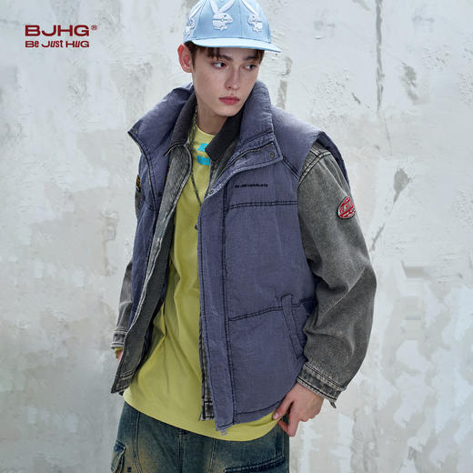 BJHG不计后果 珍珠棉马甲男款冬季新款美式复古保暖背心棉衣外套 商品图0
