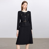 IWY/拼接领黑色假两件连衣裙女秋季新款法式优雅气质职业装Q1448 商品缩略图2