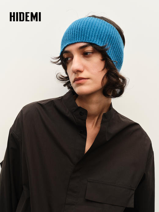 HIDEMI 进口澳洲美利奴羊毛坑条冷帽针织帽发带脖套 商品图6