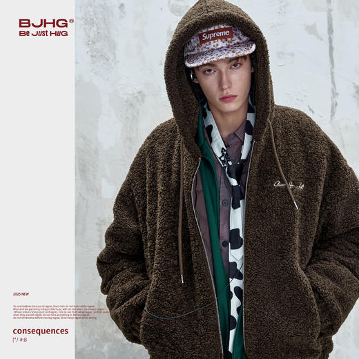 BJHG不计后果羊羔绒棉服男款秋冬季90白鸭绒棉袄羽绒服连帽外套女 商品图1