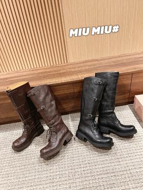 缪缪 秋冬走秀款 机车风复古长靴 酷飒酷飒的（ZX*DBG）