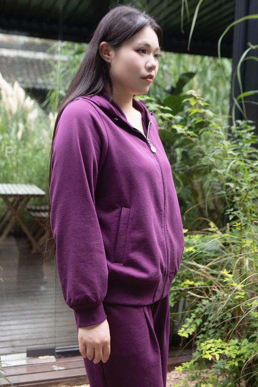 现货，今天发！💜【紫色 纯棉卫衣套装】上衣带帽，螺纹收口，久洗不变形！休闲裤脚口2穿，抽绳设计可束口，可直筒！普罗旺斯的幸运薰衣草紫色 商品图9