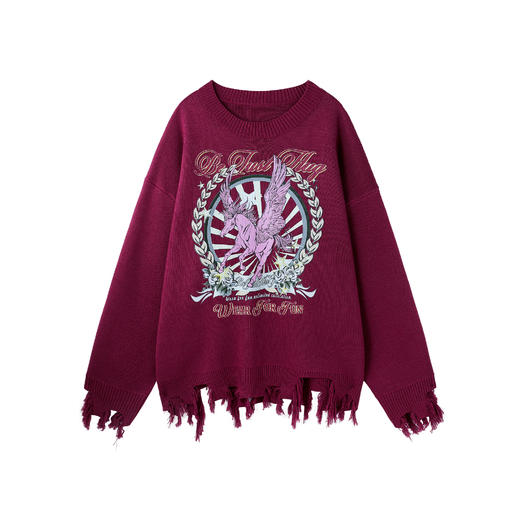 BJHG不计后果趣味飞马毛衣男款秋冬季宽松做旧美式街头针织毛衣女 商品图4